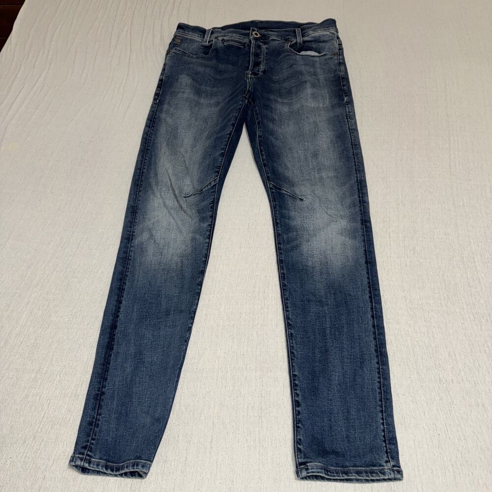 G-Star Raw D-Staq 5 Pocket Slim Denim Jeans Sz 34x34 Blue Motorcycle Rider EUC